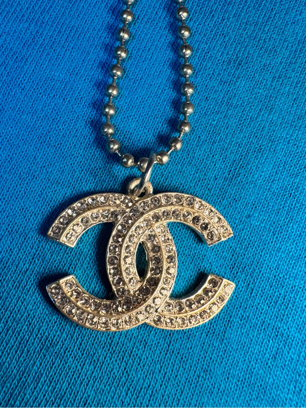 Silver Crystal Double C Pendant Necklace - Picture 2 of 2